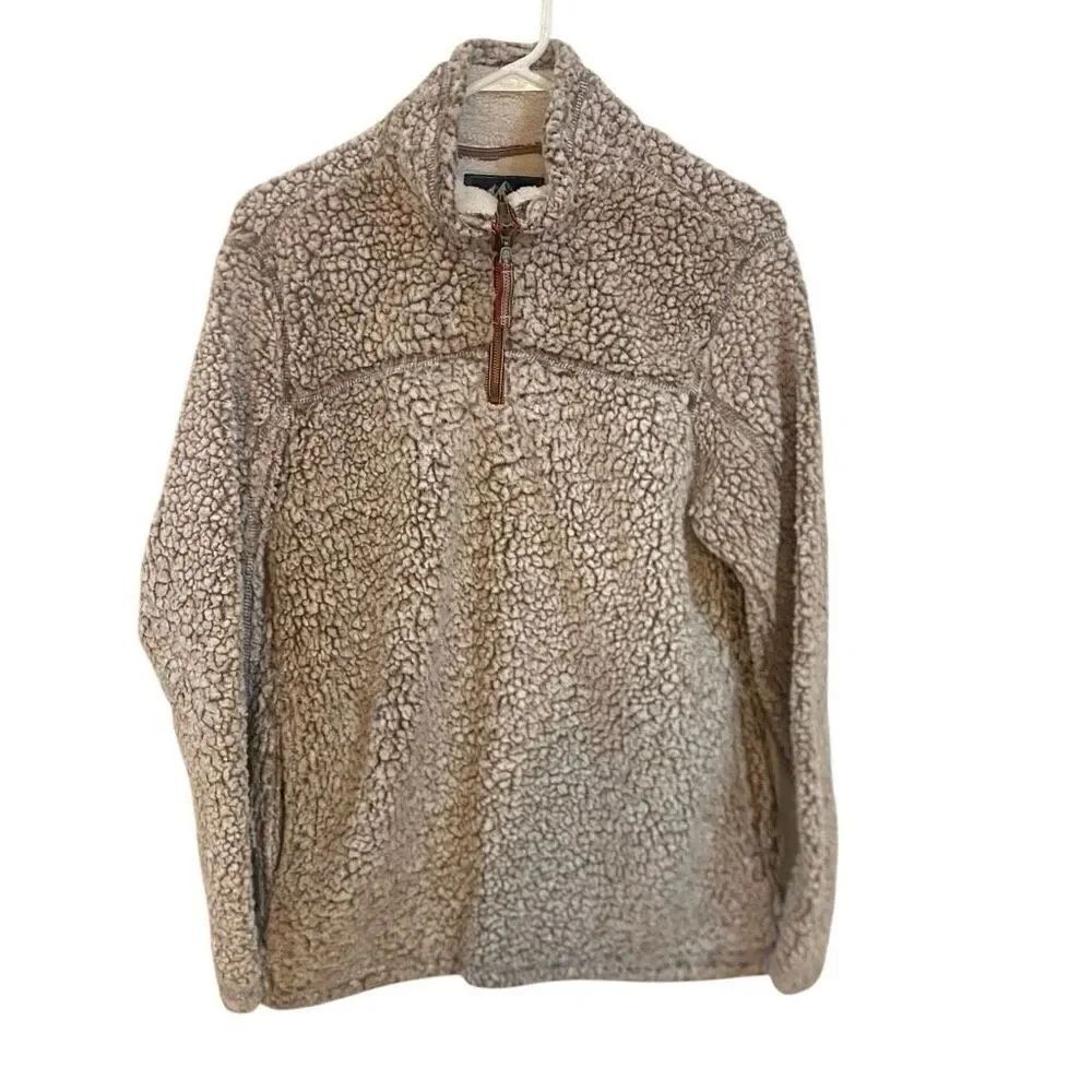 Grizzly Sherpa small 3/4 zip brown tan pockets